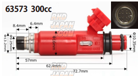 Sard High Flow Fuel Injector Universal Type - 300cc Red - RHDJapan